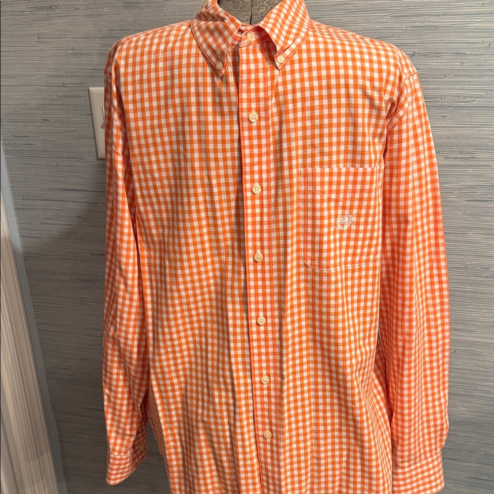 Chaps Men's Orange Gingham Button-Down Shirt